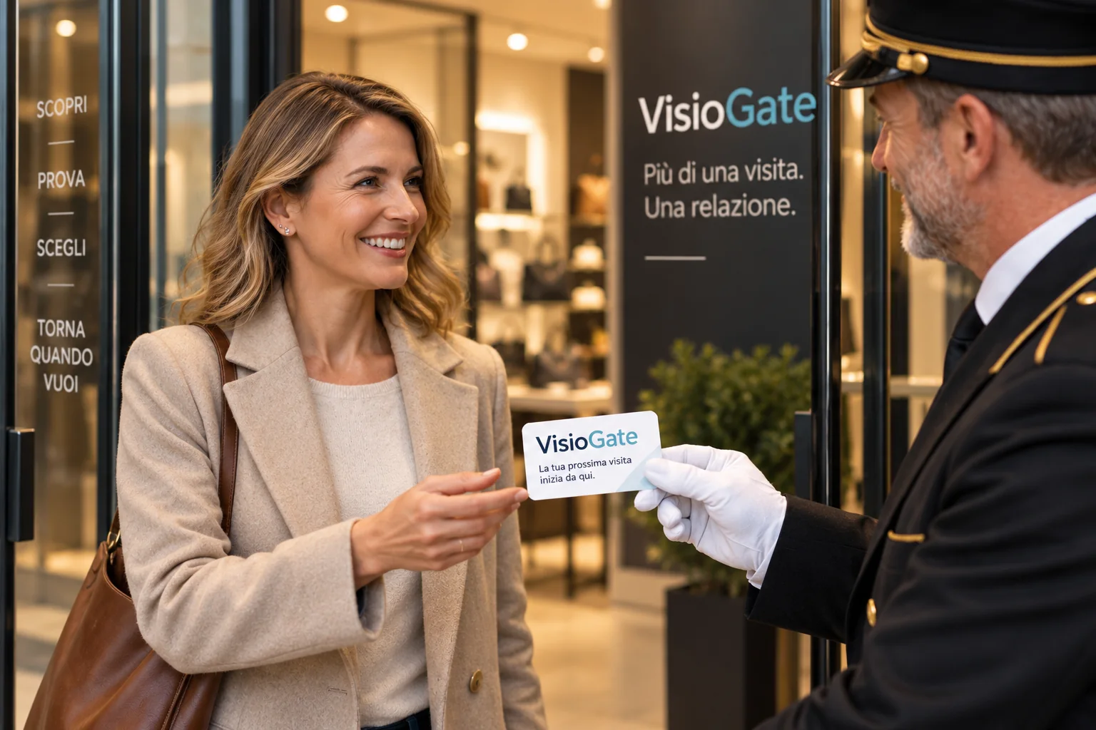Una visitatrice riceve la card VisioGate anche senza acquisto